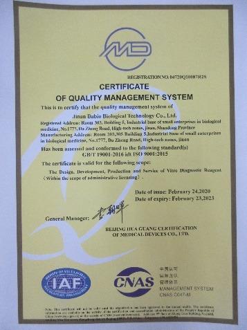 ISO9001 - Jinan Babio Biotechnology Co., Ltd.