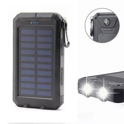 China 2020 high capacity solar power bank portable charger, solar charger power bank, solar mobile power bank with compass and camping led for sale