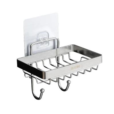 China Modern Customize Wall Mounted Stainless Steel Bathroom Shelf Single Layer Soap Dish Rack for sale