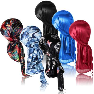 China Universal Velvet Fabric Silky Durag Headband For Women Mens Basketball, Bundle Of Durags With Long Elastic Tail And Wide Straps Christmas Gift for sale