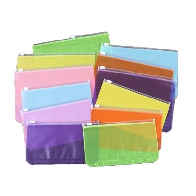 China Doc PVC pocket document filing filter holder holder binder. STORAGE FOLDER Color Frost Waterproof Pockets A6 Size 6 Holes Binding Zipper Folders for sale