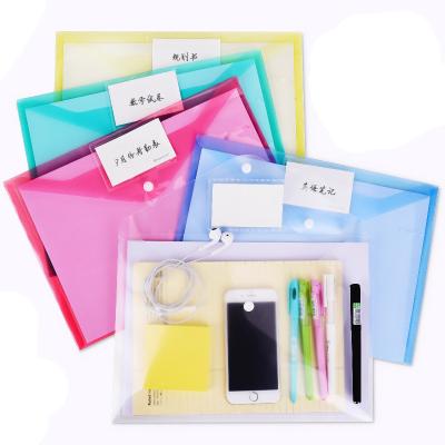 China Folder Inside Page Pad Office Stationery Exam Organizers Enclose Poly Envelopes Plastic Color Folder Pen Holder A4 Transparent Document Bag With Snap Button for sale