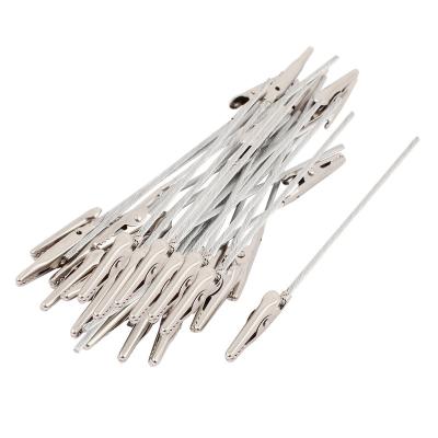 China Single Stainless Steel Wire Non-Insulated DIY Card Photo Note Clip Holder 120mm Long Test Crocodile Metal Electrical Clips for sale