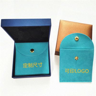 China Jewelry Ring Bracelect Microfiber Velvet Snap Fastener Button Ring Bangle Jewelry Packaging Envelopes Pouch Bag for sale