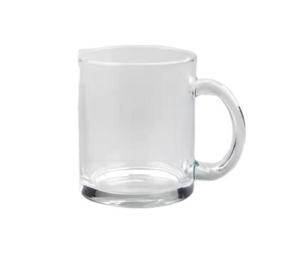 China Sustainable Customized DIY Masks Frosted Clear Sublimation Frosted Glass Mug Coffee Mugs With Handle For Heat Thermal Coating Transfer for sale