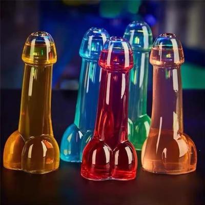 China Wholesale Transparent 120ml Cocktail Glass Cup Penis Shape Wine Glass Bottle Cup Cocktail Cup Bar Party Dildo Drinking Glass Cup for sale