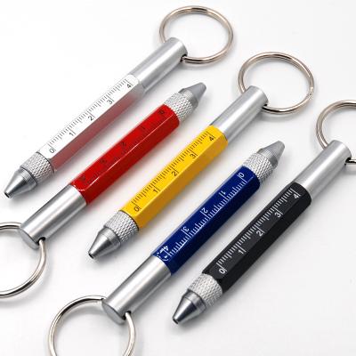 China Promotional Pen 6 in 1 Custom Multi Outdoor Portable Metal Ruler Stylus Short Touch Screwdriver Pen Pens Key Chain Mini Tool Ball Pen for sale