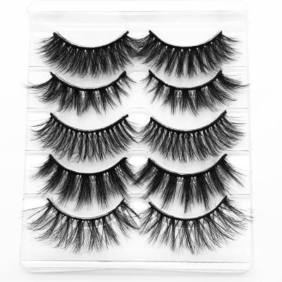 China NEW 5 Pairs 5D Mink Curl Natural False Eyelashes Soft False Eye Lashes Makeup Natural Cross Volume Extension Long False Lashes Winged False Eyelashes for sale