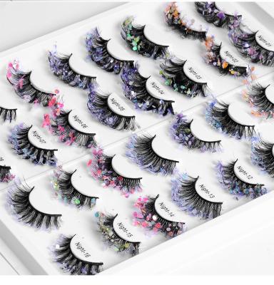 China Natural Soft Eyelash Colored 1 Pairs Reusable False 3D Mink Lashes Natural False Eyelashes Noctilucent Dramatic Fluffy Soft Tapered Cross Volume Eyelash for sale