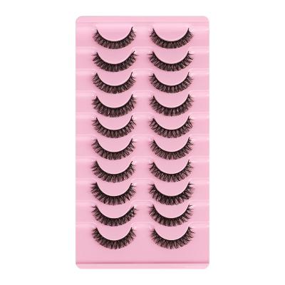 China SHIDISHANGPIN 10 Soft Texture Pairs Dramatic Messy Faux Mink Fake Lashes Make Strip Lashes Volume False Eyelashes Double Density Russian Fluffy Curl False Eyelashes for sale