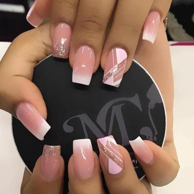 China Perfect Size Fitting Design Progressive Nude Artificial Ballerina Rose Change Nails 24Pcs Fake Nails for sale