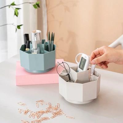 China Multifunctional Rotary Pencil Storage Box Case Solid Color Sundries Storage Cosmetic Case Simplicity Pen Holder Desktop Stationery Storage for sale