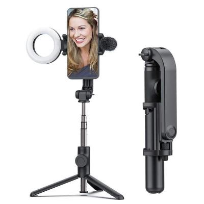 China Multifunctional Tripod Live Broadcast Fill Light Microphone WS-18026-4 Portable Flexible Smart Remote Control Mobile Phone Selfie All-in-One Stick for sale