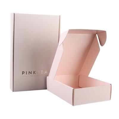 China Rose Gold Logo Custom Size Materials Factory Price Recycled Luxury Corrugated Cardboard Underwear Clothing Paper Corrugated Packing Box for sale