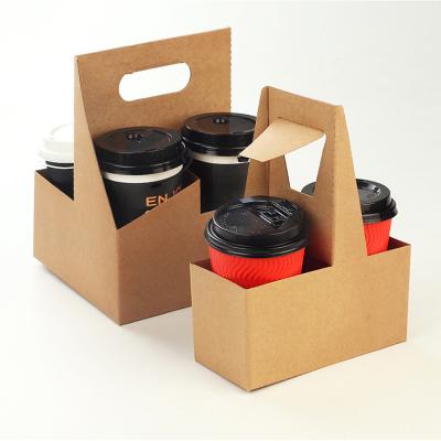 China Recyclable Custom Wholesale Convenient Cardboard Coffee Cup Carrier Paper Box for sale