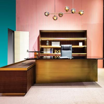 China Convertible Modern Manager Desk Melamine Wood , Modern Table L Shape Guangdong Office Desk for sale