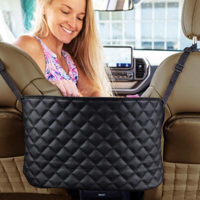 China 2021 New Arrival High Performance Car Seat Pocket Organizer For Travel Car Seat Bag Storage Bag Soft Leather Car Organizer Bag for sale