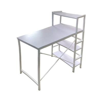 China Modern Simple Design Storage Brief Computer Desk Wooden Top Table With Metal Legs Storage Shelf Desk Able Desk for sale