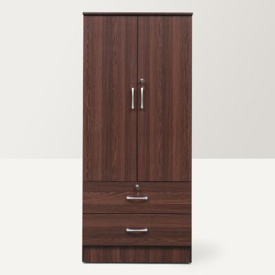 China Good Quality Cheap Storage 2 Door 2 Drawer Melamine PB MDF Bedroom Wardrobe Furniture Cabinet For Sale for sale