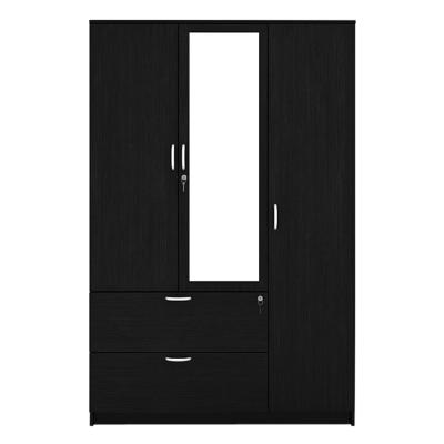 China Black Wooden Storage Contemporary 3 Doors Wardrobe Cabinet For Bedroom Furniture for sale