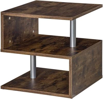 China Modern 3 Tier S Shaped End Table, Industrial Sofa Side Table, Small Coffee Table with Open Storage Shelf for Living Room Bedroom for sale