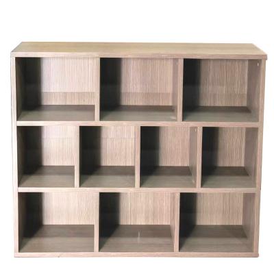 China Modern Custom Wooden Storage Home Furniture MDF Shelf 3 Tiers with 10 Cubes 1 Book Shelf Bookcase Cabinet Storage Organizer for sale