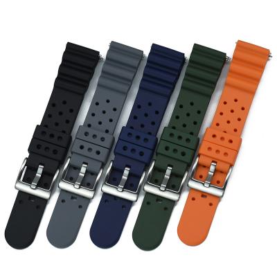 China DANSHA Waterproof Black Watch Band Replacement Orange Rubber Watch Strap With Clasp for sale