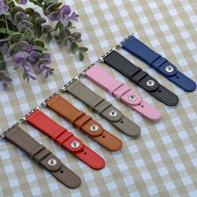 China Leather Fashion Microfiber Leather Watch Strap For Apple Watch Band 42mm 38mm With Stainless Steel Pacifier Button for sale