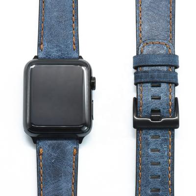 China Apple Leather High Quality Cowhide Genuine Leather Watch Strap For Apple Watch Top Layer Genuine Leather for sale