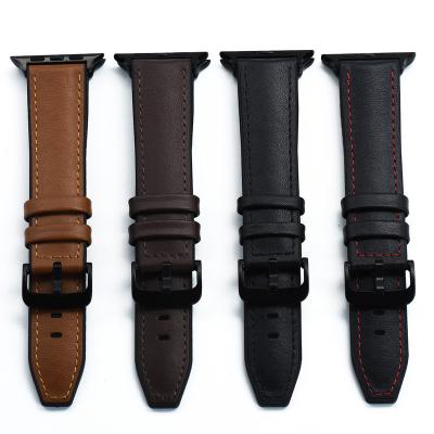 China Apple Leather Replacement Leather Watch Band For Apple Watch Designer Italian Leather Silicone Watch Strap for sale