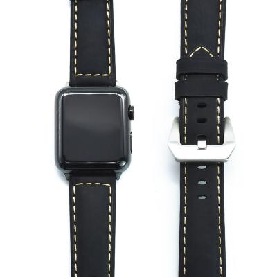 China Apple Watch Crazy Horse Leather Band 20mm 22mm 24mm Handmade Genuine Leather Watch Strap for Apple for sale