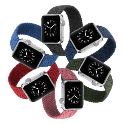 China DANSHA Cloth Fabric Braided Solo Loop Elastic Nylon Strap For Apple Watch Sport Replacement Wrist Band for sale