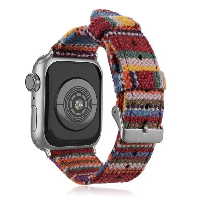 China Match With You Apple Watch Bands Replacement Apple Watch Band Strap Colorful Canvas Nylon Strap For Apple Watch Band for sale