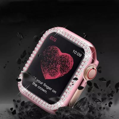 China As Accessories Luxury Silicone Apple Watch Case Cover With Diamonds Dropproof 40mm 44mm View for sale