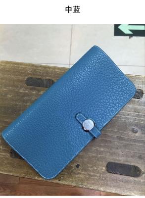 China high end quality jean blue ladies designer wallet goatskin wallet brand name wallets with round button for sale