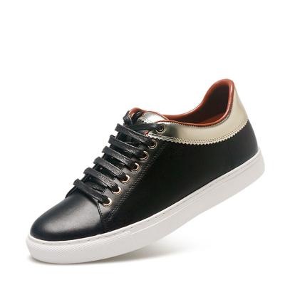 China Brand design popular Sneakers black lady cowskin Lace Up lovers shoes soft-soled comfortable sneakers HC-105 for sale