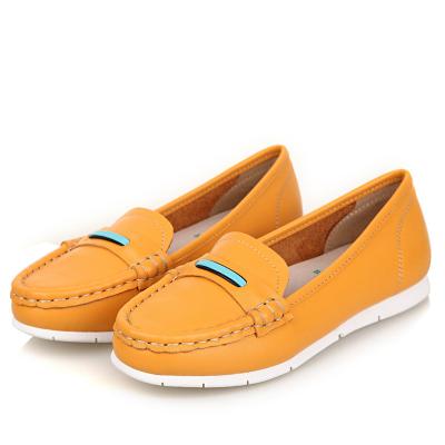 China high quality yellow slip-up leather shoes cowhide loafers brand name shoes women loafers designer shoes BS-L1 for sale