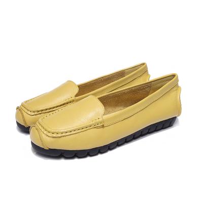 China high quality women yellow slip-up loafers cowhide driving shoes comfortable shoes fashion brand designer shoes BS-L2 for sale