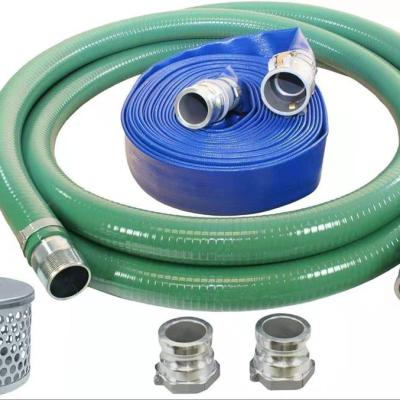 China Irrigation 2 in. Water Pump Hose Kit PVC Suction & Discharge Hose Green/Blue Female Aluminum Cam & Male X Groove for sale