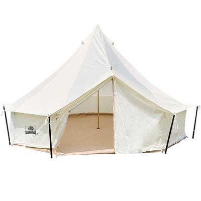 China Outdoor Luxury Waterproof Glamping Tents Family Waterproof Yurt Tent Family Camping Bell Tent Straight Tying Type for sale