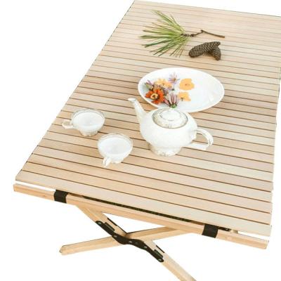 China Modern detachable outdoor roll table wooden folding omelette log portable picnic table for sale