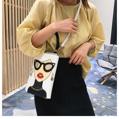 China Wholesale Designer Handbags Fashion TS9538 Designer PU Leather Character Printing Women Bags Ladies Shoulder Cross - Body Phone Bag for sale