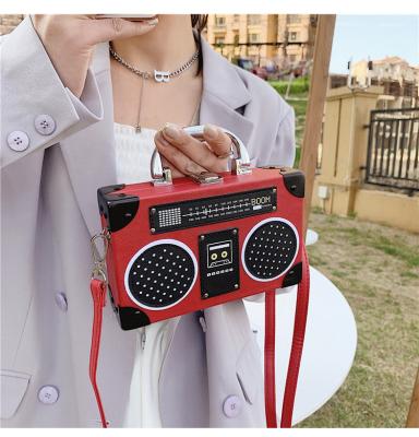 China Fashion TS9400 2021 New Fall Purses Fashion Shape Radio Messenger Bag Shoulder Chain Clips Women Handbags Rhinestone Moneybag Purse for sale