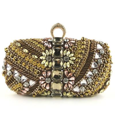 China TS5014 Fashion Ring Buckle Handbag Handmade Pearl Embroidered Diamond Female Bag for sale