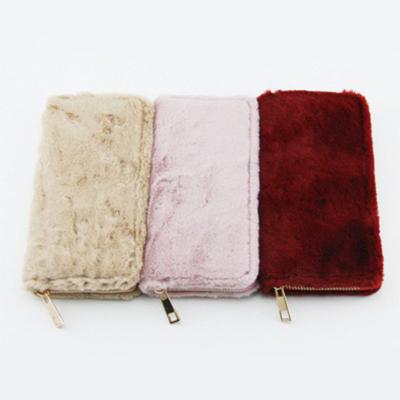 China TS9161 Fashion furry fashion polyester faux fur clutch bag women carteras designer custom wallets for women for sale