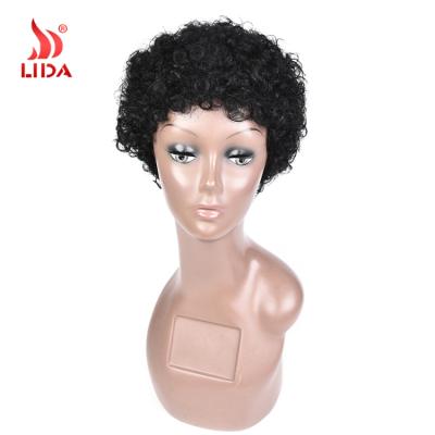 China Short Curly Kinky Curly Pixie Hair Wig 1# Brazilian Hair Wig for sale