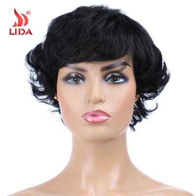 China Short Curly Unprocessed Natural Curly Lida Indian Hair Wig Burgundy China Supplier 6523 China Wigs for sale