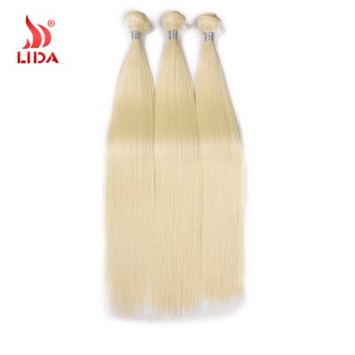 China Silky Straight Wave Lida Synthetic Hair 3 Extension With 100% Yaki Closure Weft kanekalon fiber 613# Color Free Silk Straight Hair Bundle Te koop