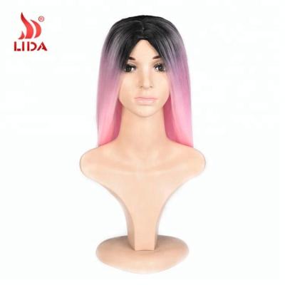 중국 Cute Straight Pink Lida Short Synthetic Wigs Ombre Wig For African American Women Japan Futura High Temperature Fiber Wig 판매용