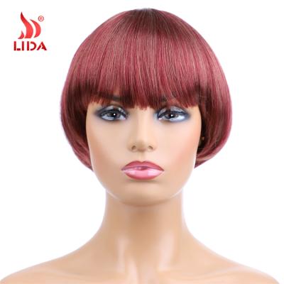 中国 Lida Synthetic Wig Mix Color #27/350 Short Lead Straight Pixie Wig Japan Fiber 6314 Red Wigs 販売のため